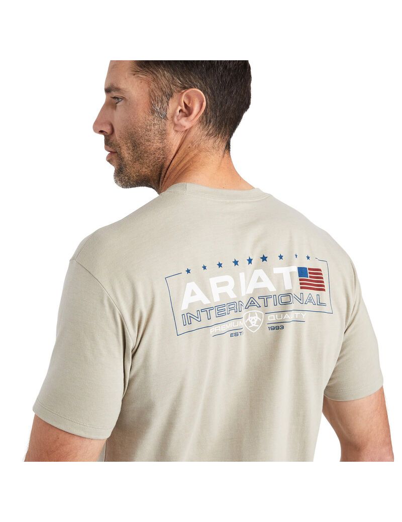 Ariat Horizontal T-Shirt Khaki Heather | UYRAQG-709