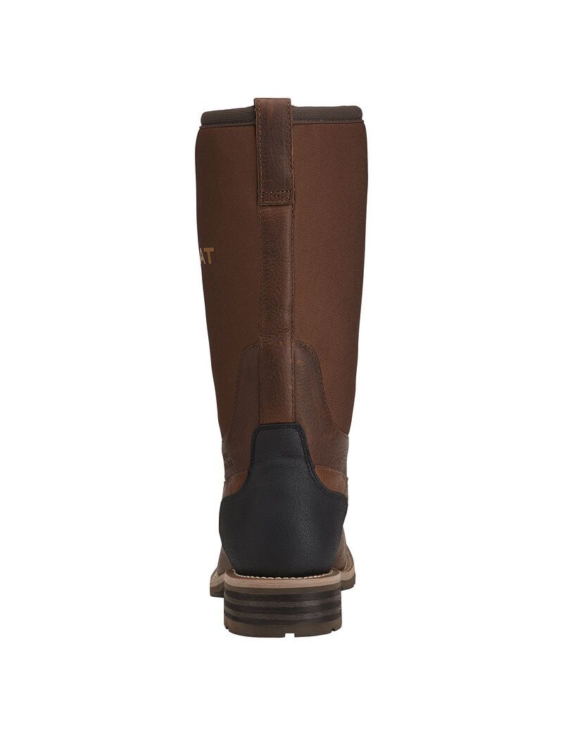 Ariat Hybrid All Weather Waterproof Steel Toe Work Boot Oiled Brown | AGJPHL-365