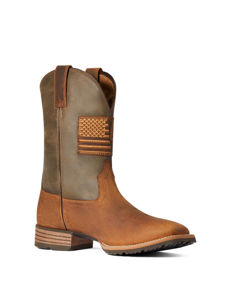 Ariat Hybrid Patriot Country Western Boot Casper Brown | GQJUMS-712