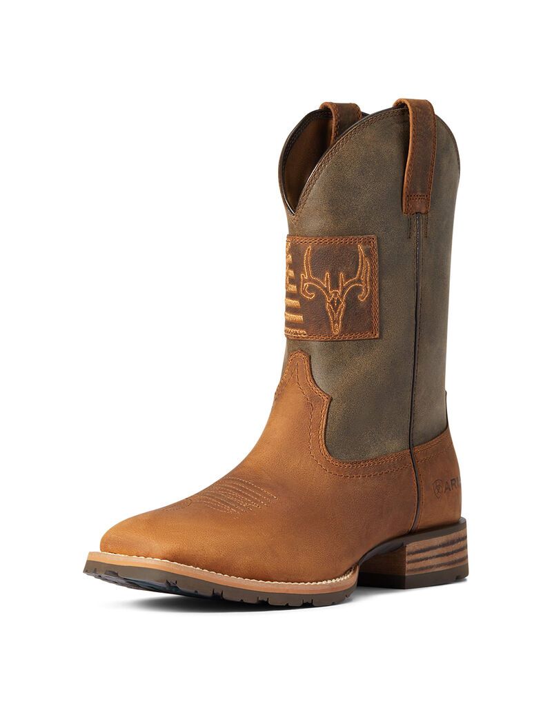 Ariat Hybrid Patriot Country Western Boot Casper Brown | GQJUMS-712