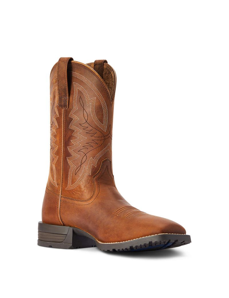 Ariat Hybrid Ranchwork Western Boot Thatch Brown | XZYDJS-175