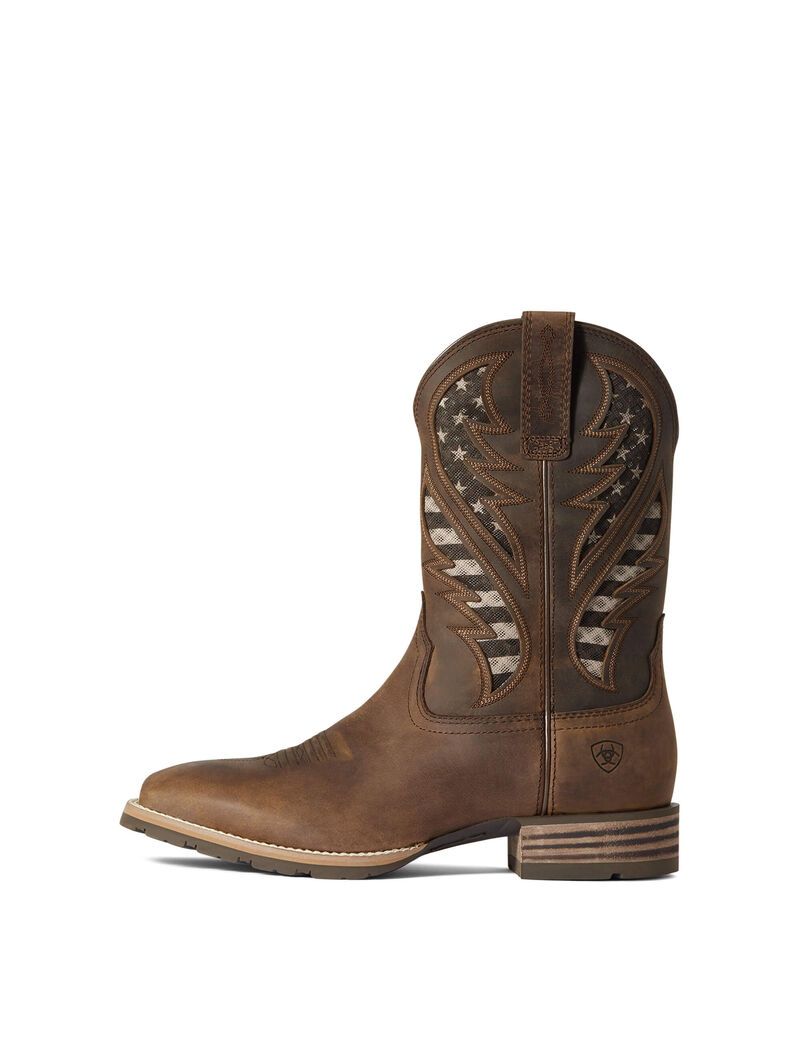 Ariat Hybrid VentTEK Western Boot Distressed Brown | ORJULX-243