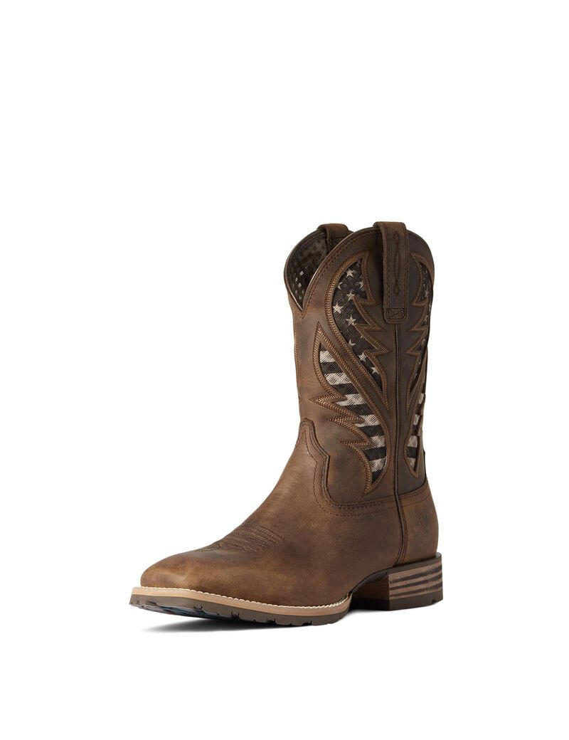 Ariat Hybrid VentTEK Western Boot Distressed Brown | ORJULX-243