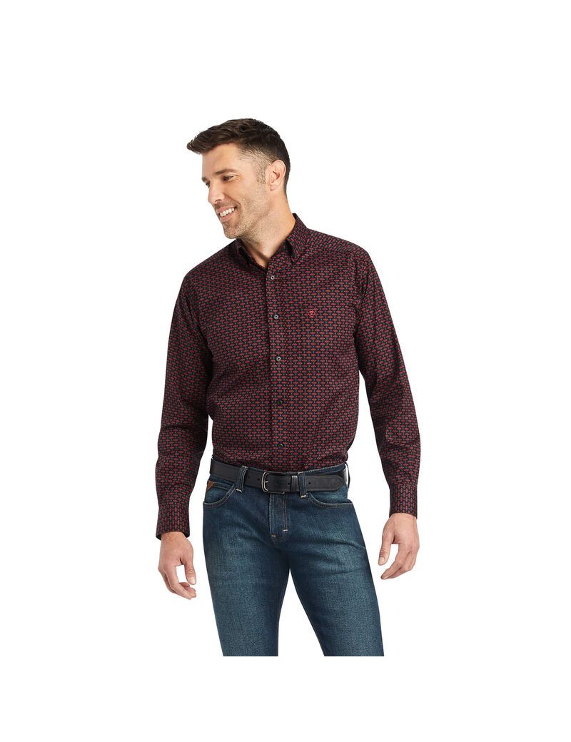 Ariat Kayne Stretch Fitted Shirt Black | JUWQTY-560