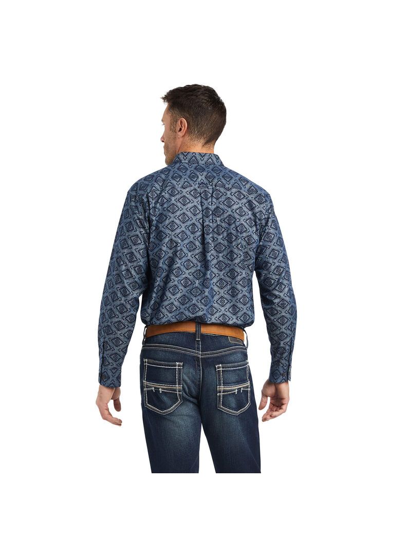 Ariat Keanu Classic Fit Shirt Chambray Blue | AORECQ-348