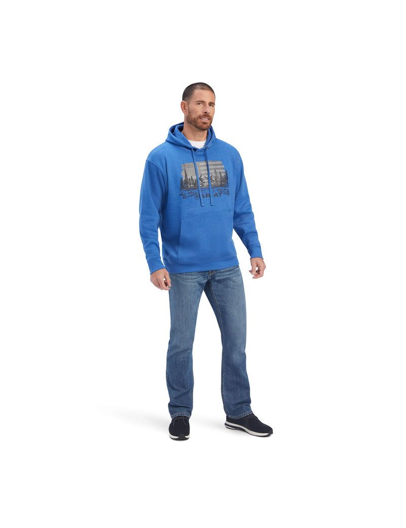 Ariat Land of the Free Sweatshirt Classic Blue Heather | JFEMQU-936