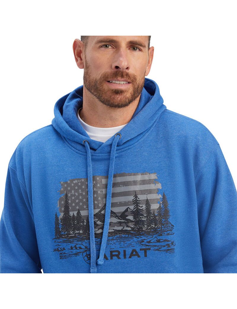 Ariat Land of the Free Sweatshirt Classic Blue Heather | JFEMQU-936