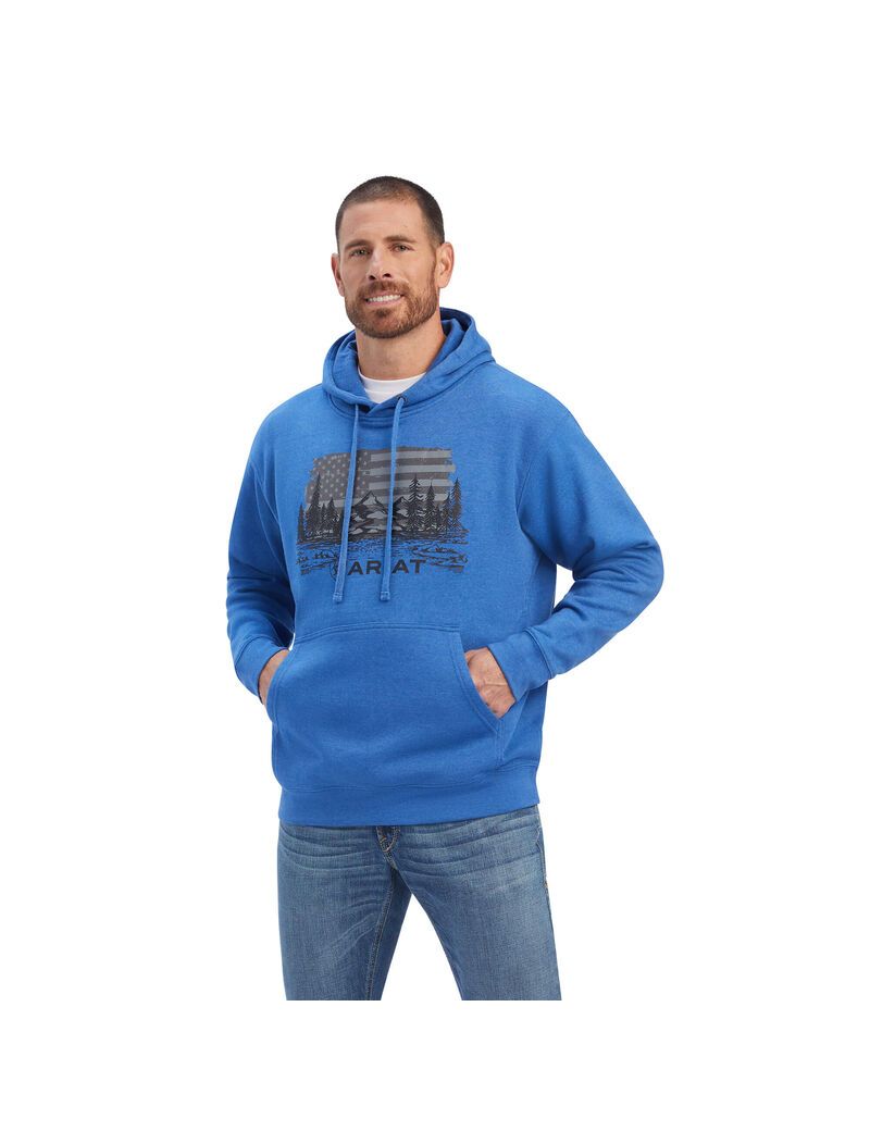 Ariat Land of the Free Sweatshirt Classic Blue Heather | JFEMQU-936