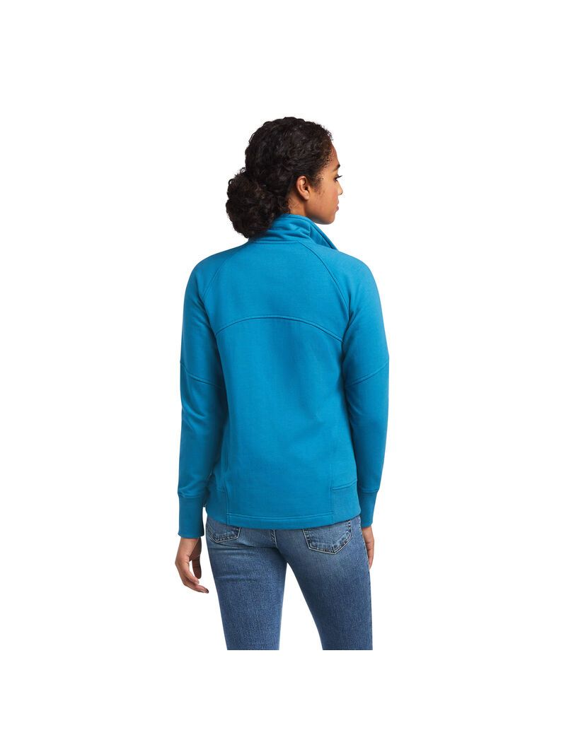 Ariat Largo Full Zip Sweatshirt Saxony Blue | GWZLBF-063