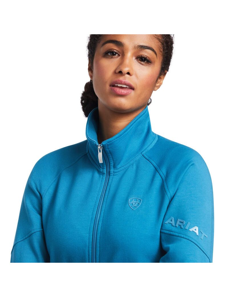 Ariat Largo Full Zip Sweatshirt Saxony Blue | GWZLBF-063