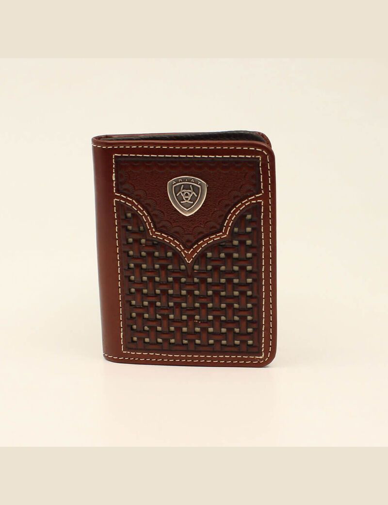 Ariat Lattice embossed bifold wallet Brown | MRKZOS-186