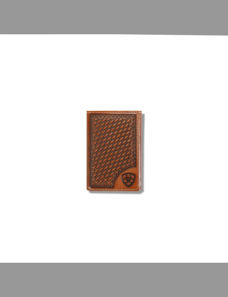 Ariat Lattice embossed trifold wallet Tan | FAVBZP-594