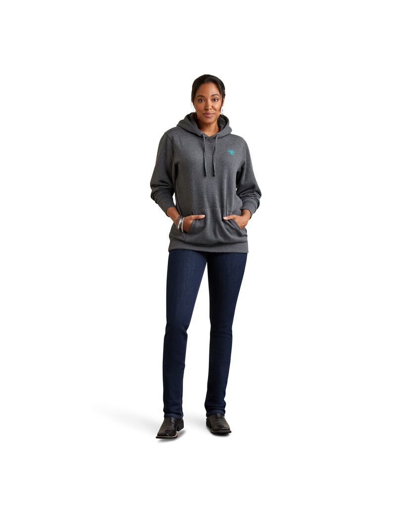 Ariat Logo Hoodie Charcoal Heather | BPEYJX-725