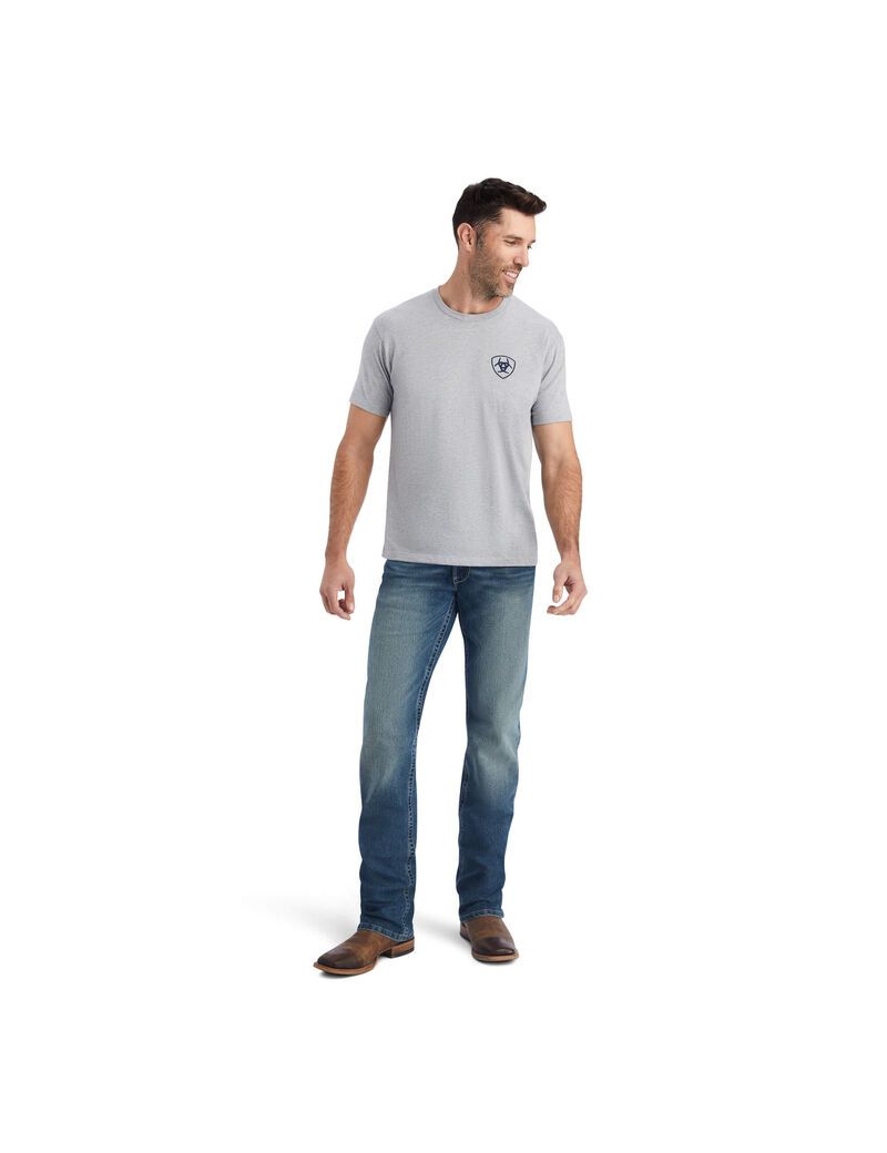 Ariat Lucky Horseshoe T-Shirt Grey Heather | OYWVZC-250