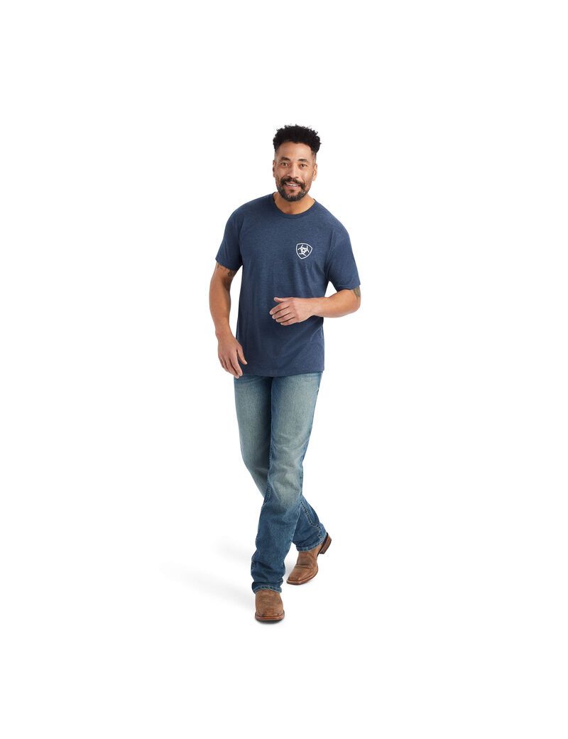 Ariat Lucky Horseshoe T-Shirt Navy Heather | QVYPJN-270