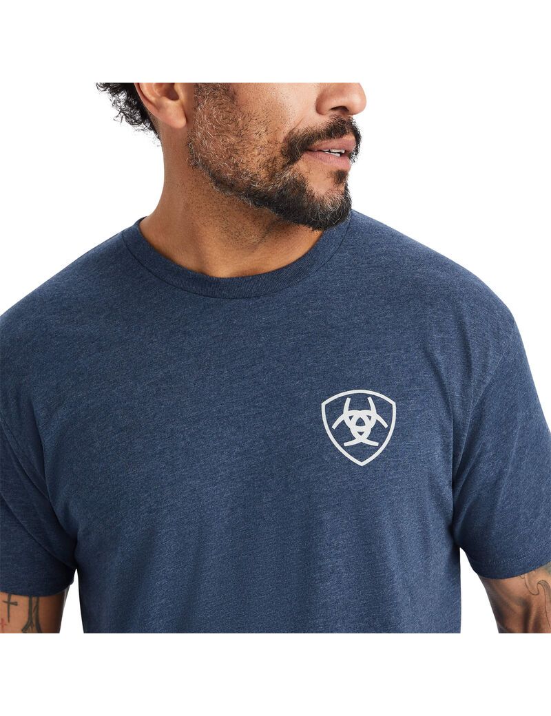 Ariat Lucky Horseshoe T-Shirt Navy Heather | QVYPJN-270