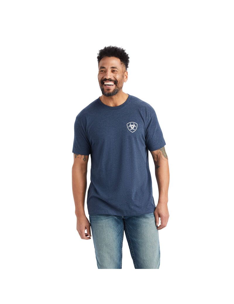 Ariat Lucky Horseshoe T-Shirt Navy Heather | QVYPJN-270