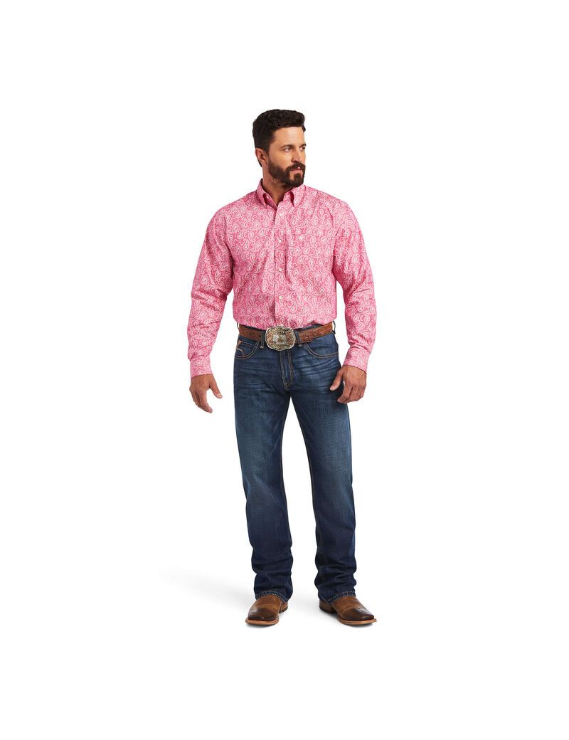 Ariat Mark Classic Fit Shirt Bright Rose | EKTVNB-489