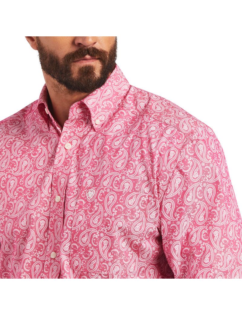 Ariat Mark Classic Fit Shirt Bright Rose | EKTVNB-489