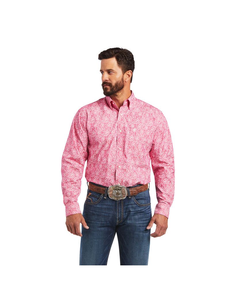 Ariat Mark Classic Fit Shirt Bright Rose | EKTVNB-489