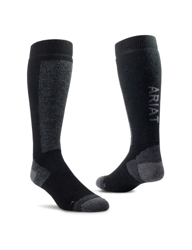 Ariat Merino Socks Black/Grey | GHFYKQ-973