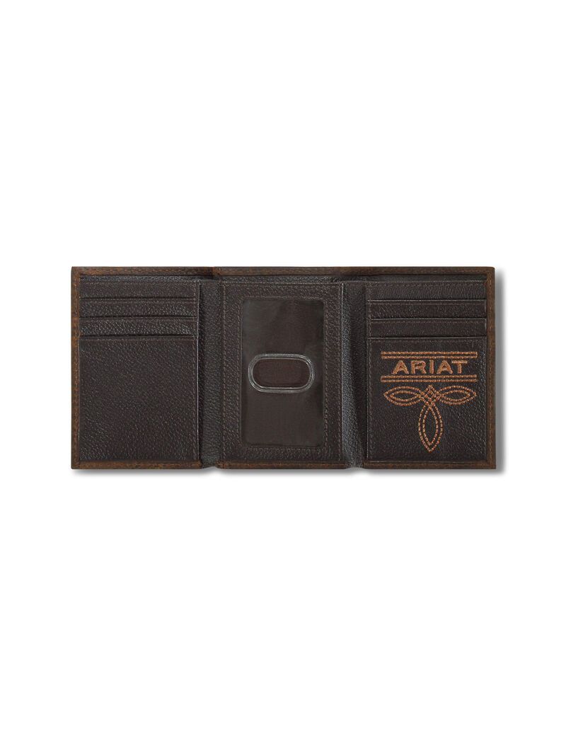 Ariat Mexico logo trifold wallet Brown | GPUOJC-928