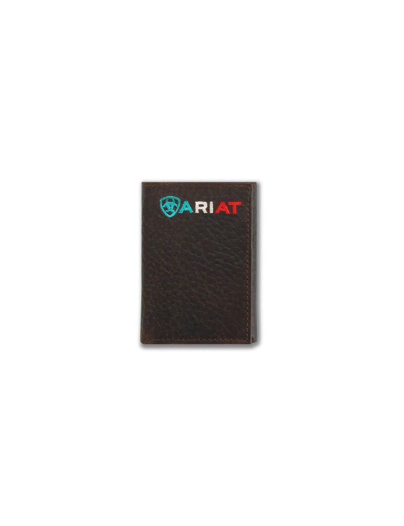 Ariat Mexico logo trifold wallet Brown | GPUOJC-928