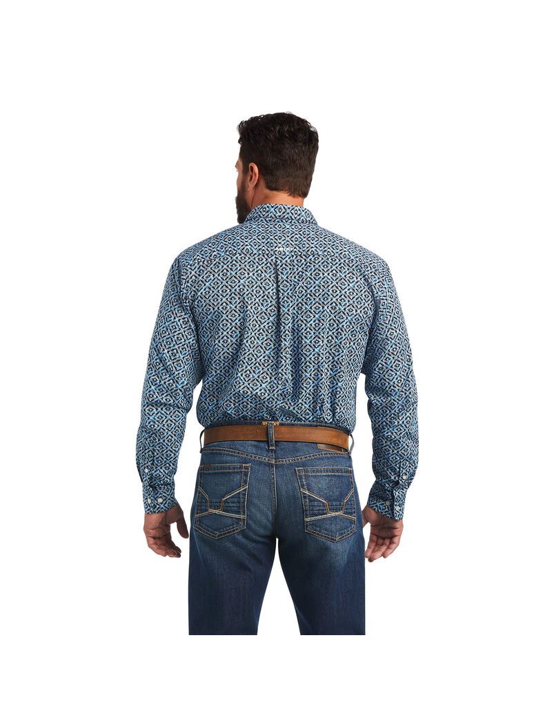 Ariat Miguel Classic Fit Shirt Brilliant Blue | HIJVZP-306