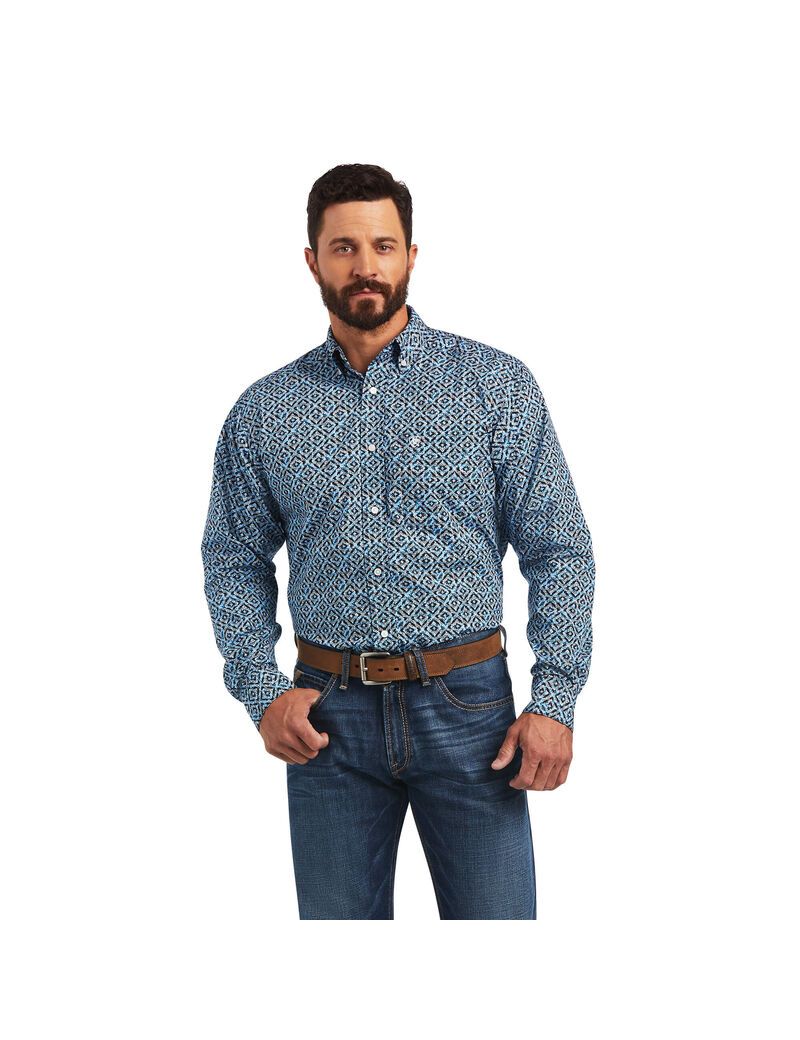 Ariat Miguel Classic Fit Shirt Brilliant Blue | HIJVZP-306