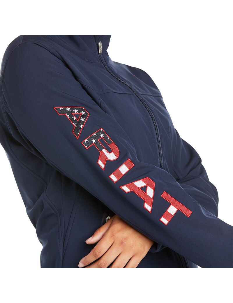 Ariat New Team Softshell Jacket Navy Usa | FNEBMJ-650