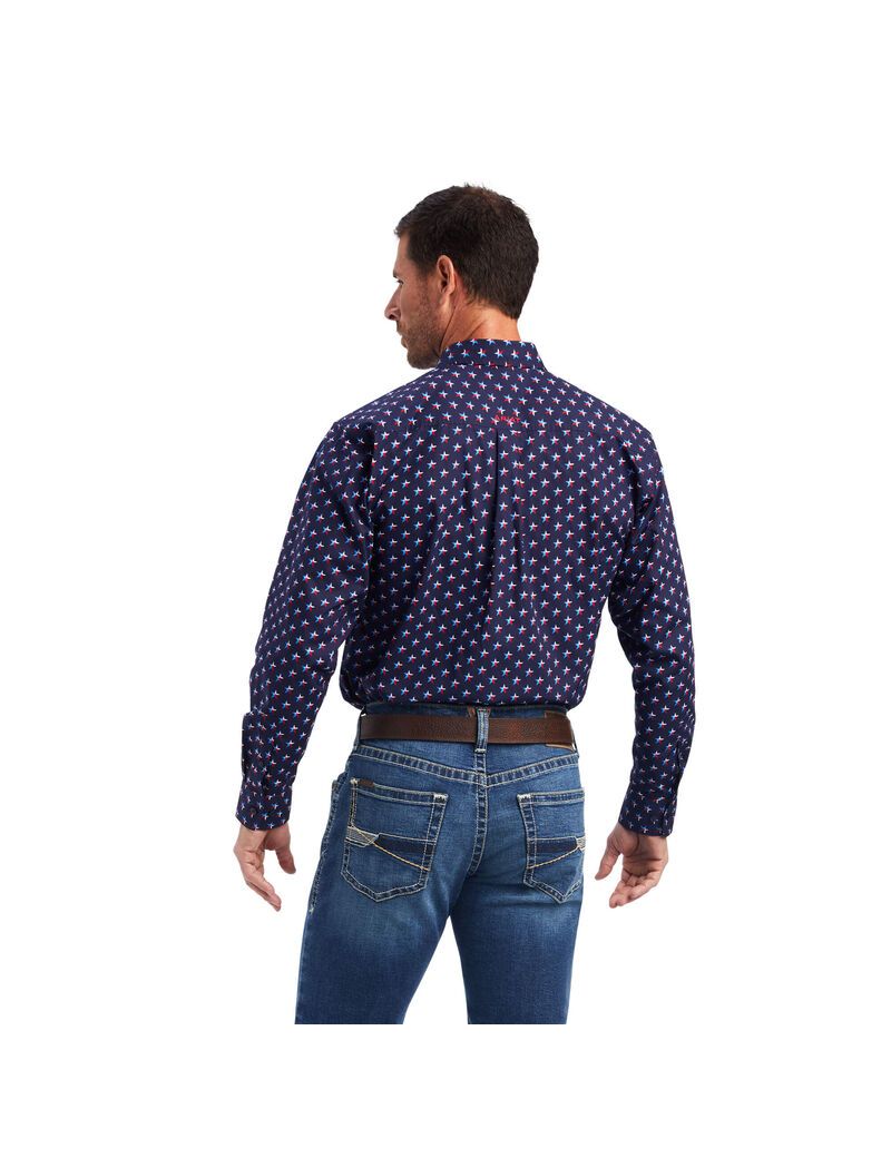 Ariat Nosson Classic Fit Shirt Maritime Blue | CIGWTM-675