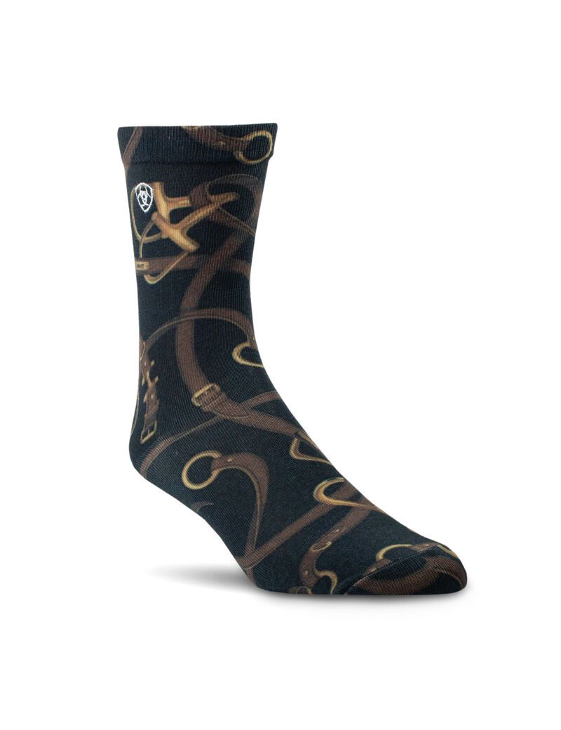 Ariat Novelty Crew Socks Sea Salt Bridle | GERQZN-457