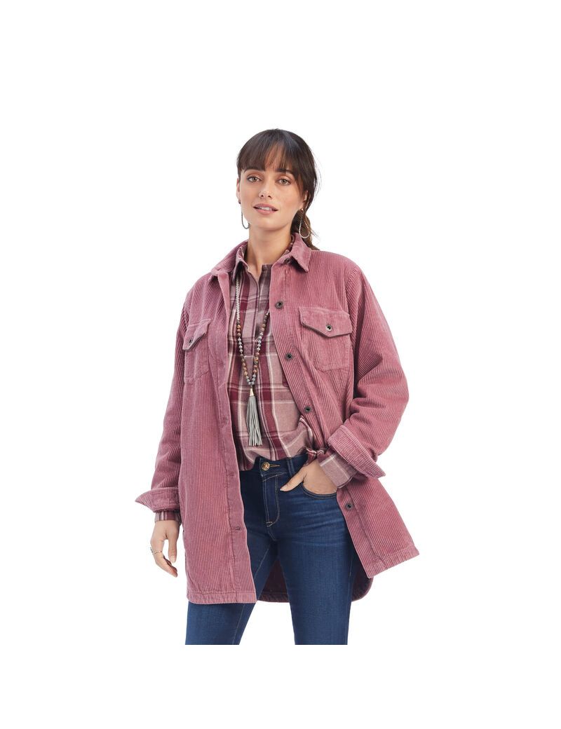 Ariat On the Run Shacket Shirt Jacket Nostalgia Rose | QIYFOK-649