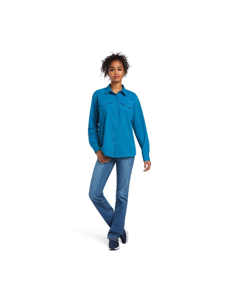 Ariat Outbound VentTEK Stretch Shirt Saxony Blue | QPUJIK-830