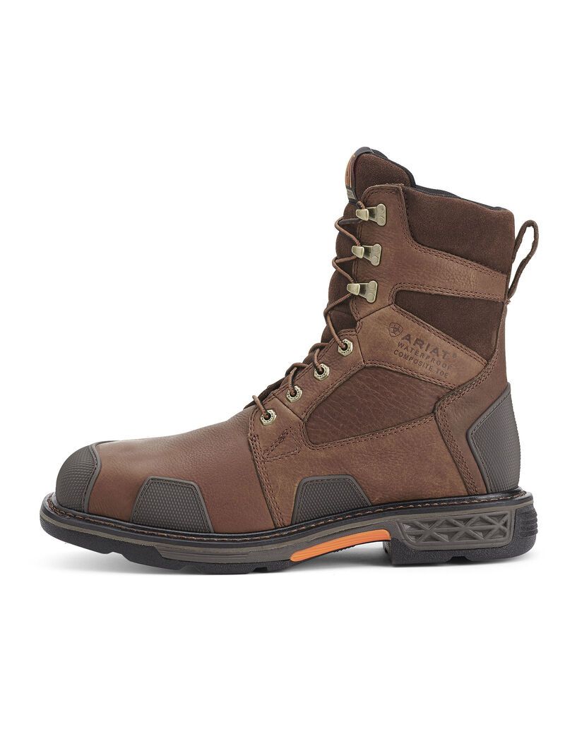 Ariat OverDrive 8' Wide Square Toe Waterproof Composite Toe Work Boot Chestnut Brown | EQKAYZ-406