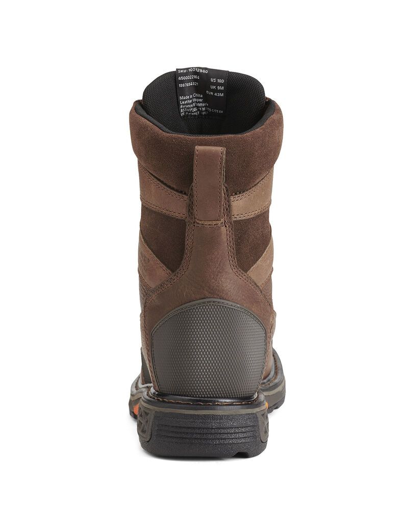 Ariat OverDrive 8' Wide Square Toe Waterproof Composite Toe Work Boot Chestnut Brown | EQKAYZ-406