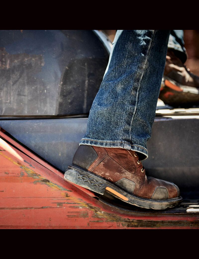 Ariat OverDrive 8' Wide Square Toe Waterproof Composite Toe Work Boot Chestnut Brown | EQKAYZ-406