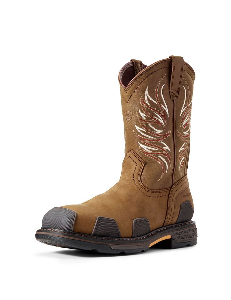 Ariat OverDrive Wide Square Toe Composite Toe Work Boot Alamo Brown | PERFUC-742