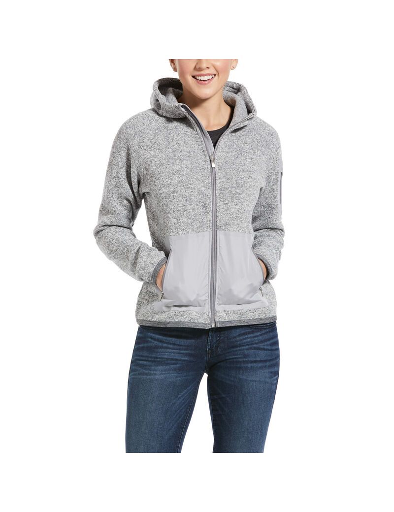 Ariat Polartec Flou Full Zip Hoodie Heather Grey | XVETYP-750