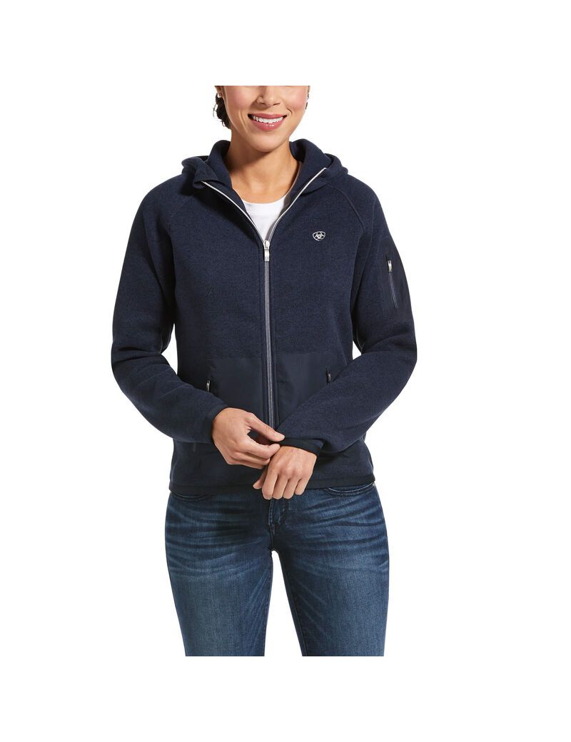 Ariat Polartec Flou Full Zip Hoodie Navy | UEZBFD-102