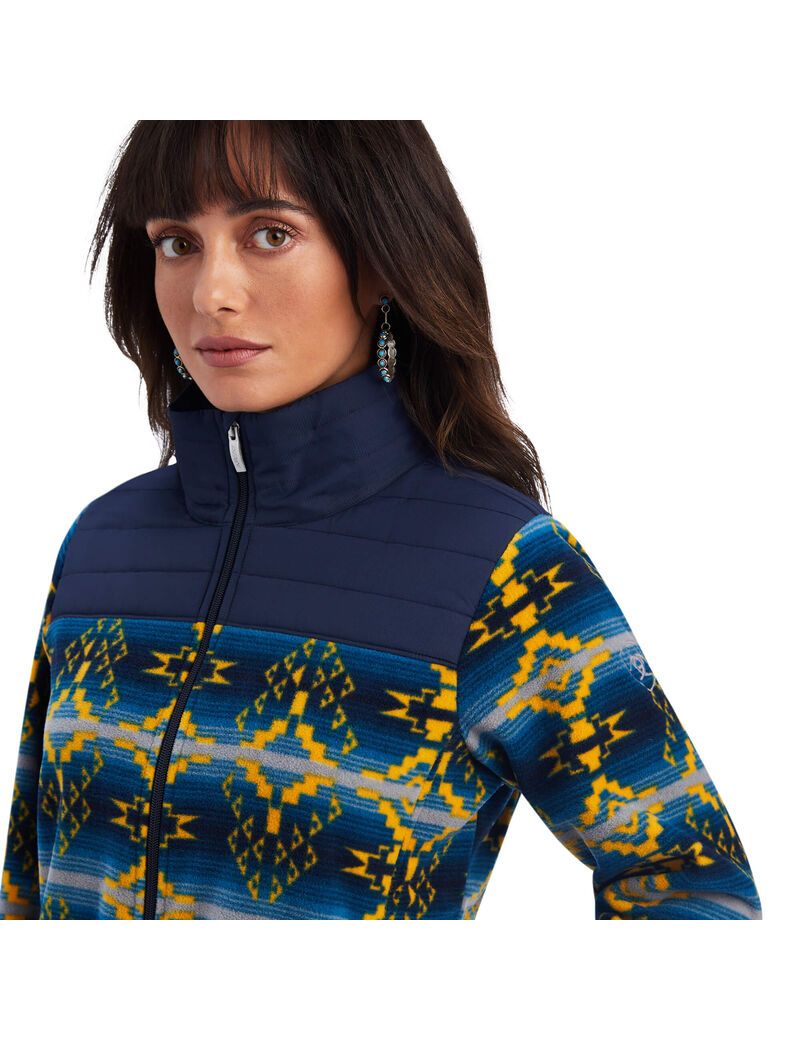 Ariat Prescott Fleece Jacket Navy Sonoran Print | QGEDUZ-738