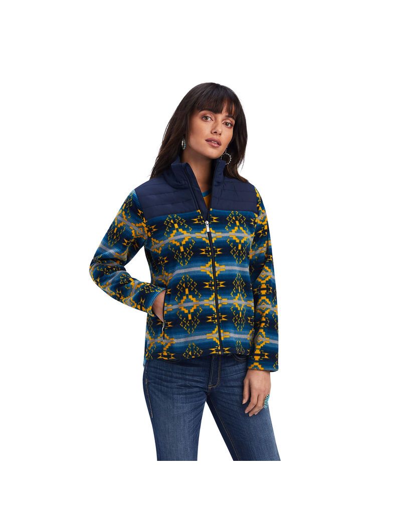 Ariat Prescott Fleece Jacket Navy Sonoran Print | QGEDUZ-738