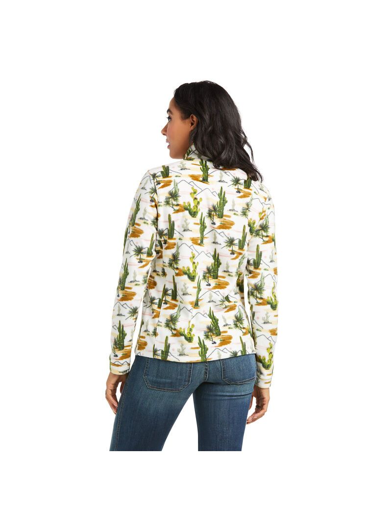 Ariat Printed Fleece 1/4 Zip Sweatshirt Cactus Scenery | VHPQCI-683