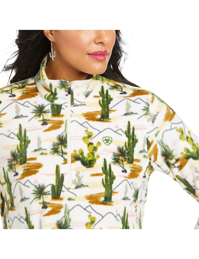 Ariat Printed Fleece 1/4 Zip Sweatshirt Cactus Scenery | VHPQCI-683