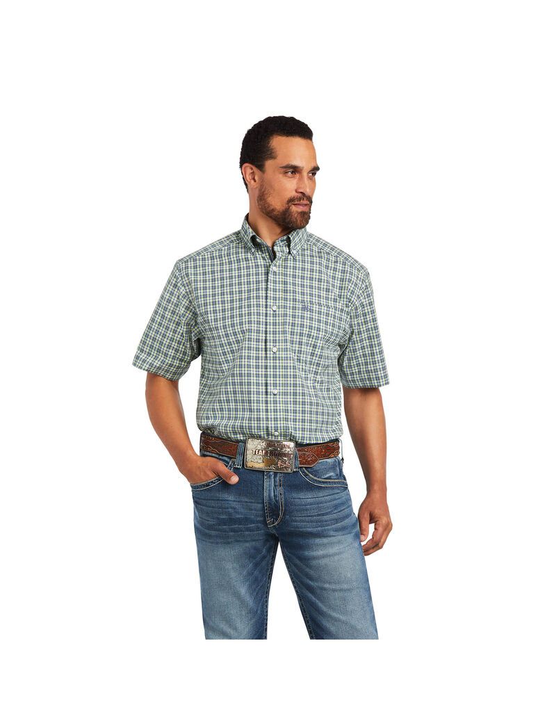 Ariat Pro Series Barrett Classic Fit Shirt Green Glow | RDBVOS-548