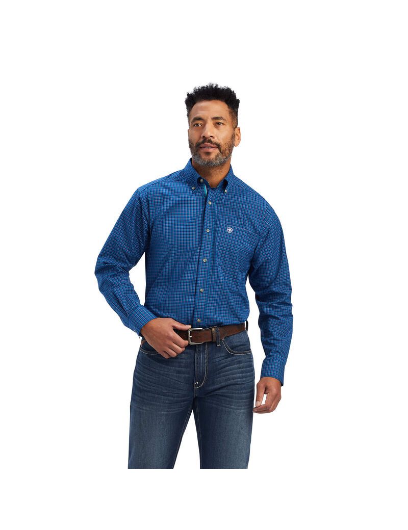 Ariat Pro Series Bertrand Stretch Classic Fit Shirt Shocking Peacock | OUHIRG-270