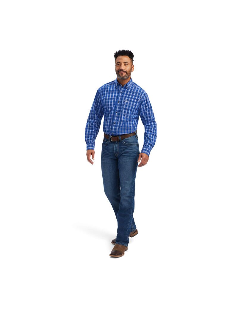 Ariat Pro Series Boone Classic Fit Shirt Classic Blue | JVZSBN-689