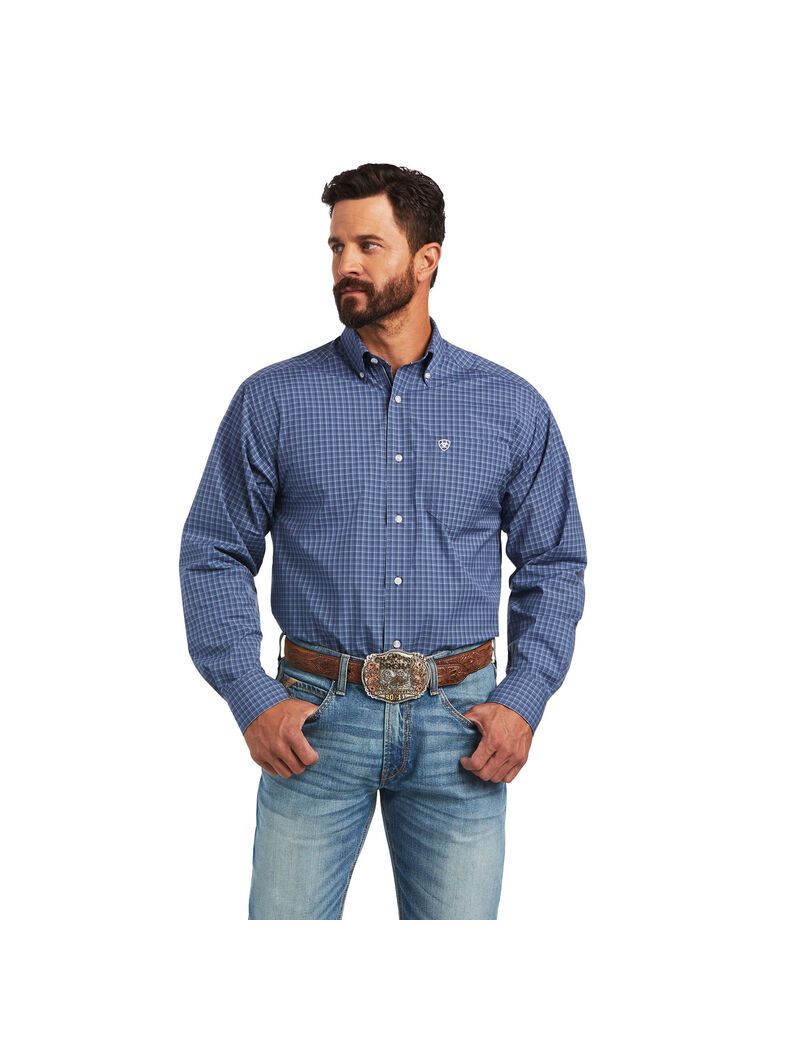 Ariat Pro Series Bryson Classic Fit Shirt Carbon Blue | OEHCVJ-918