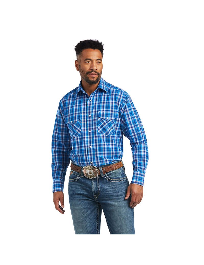 Ariat Pro Series Mason Classic Fit Shirt Brilliant Blue | SQHIDV-268