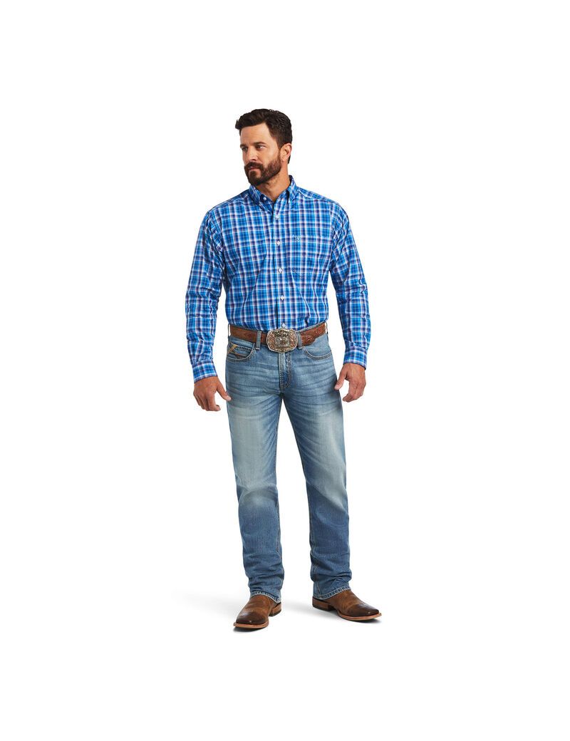 Ariat Pro Series Mason Classic Fit Shirt Brilliant Blue | XOBDMY-375